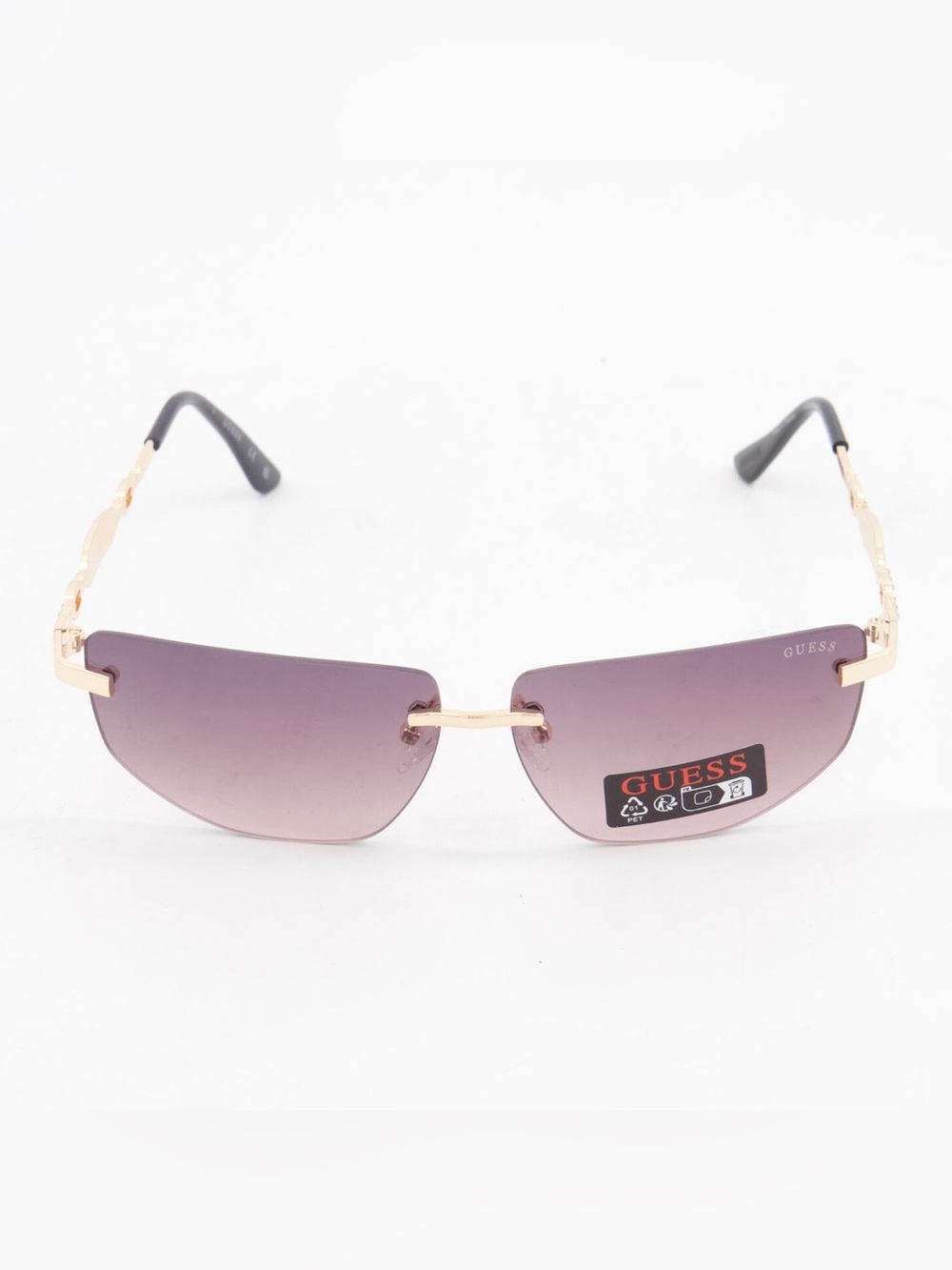 Guess Wrap Rimless Slim Sunglasses Go00083 Metal Gold Cat Eye NWT